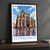 Edinburgh, Scotland travel poster bordered print styled in Black frame / charcoal wall; frame and props not included