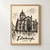 Edinburgh, Scotland travel poster full-bleed print styled in Front oak frame - corrected opening; frame and props not included