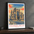 Edinburgh, Scotland travel poster bordered print styled in Black frame / charcoal wall; frame and props not included