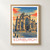 Edinburgh, Scotland travel poster bordered print styled in Front oak frame - corrected opening; frame and props not included