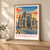 Edinburgh, Scotland travel poster bordered print styled in Light oak-console; frame and props not included