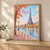 Paris, France travel poster full-bleed print styled in Light oak-console; frame and props not included