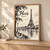 Paris, France travel poster full-bleed print styled in Light oak-console; frame and props not included