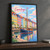 Copenhagen, Denmark travel poster full-bleed print styled in Black frame / charcoal wall; frame and props not included