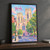York, England travel poster full-bleed print styled in Black frame / charcoal wall; frame and props not included