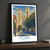 York, England travel poster bordered print styled in Black frame / charcoal wall; frame and props not included