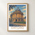 Oxford, England travel poster bordered print styled in Front oak frame - corrected opening; frame and props not included