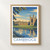 Cambridge, England travel poster bordered print styled in Front oak frame - corrected opening; frame and props not included