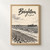 Brighton, England travel poster full-bleed print styled in Front oak frame - corrected opening; frame and props not included