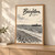 Brighton, England travel poster full-bleed print styled in Light oak-console; frame and props not included