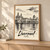 Liverpool, England travel poster full-bleed print styled in Light oak-console; frame and props not included