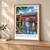 Manchester, England travel poster bordered print styled in Light oak-console; frame and props not included