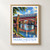 Manchester, England travel poster bordered print styled in Front oak frame - corrected opening; frame and props not included