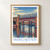 Manchester, England travel poster bordered print styled in Front oak frame - corrected opening; frame and props not included