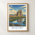 Whitby, England travel poster bordered print styled in Front oak frame - corrected opening; frame and props not included
