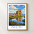 Whitby, England travel poster bordered print styled in Front oak frame - corrected opening; frame and props not included