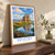 Whitby, England travel poster bordered print styled in Original angled oak-console; frame and props not included