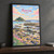 Marazion, England travel poster full-bleed print styled in Black frame / charcoal wall; frame and props not included