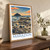 Marazion, England travel poster bordered print styled in Original angled oak-console; frame and props not included