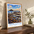 Marazion, England travel poster bordered print styled in Original angled oak-console; frame and props not included
