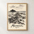 Marazion, England travel poster full-bleed print styled in Front oak frame - corrected opening; frame and props not included