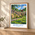 Bibury, England travel poster bordered print styled in Light oak-console; frame and props not included