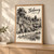 Bibury, England travel poster full-bleed print styled in Light oak-console; frame and props not included