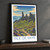 Isle of Skye, Scotland travel poster bordered print styled in Black frame / charcoal wall; frame and props not included