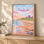 Bamburgh, England travel poster full-bleed print styled in Light oak-console; frame and props not included