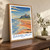 Bamburgh, England travel poster bordered print styled in Original angled oak-console; frame and props not included