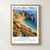 Dorset Jurassic Coast, England travel poster bordered print styled in Front oak frame - corrected opening; frame and props not included