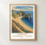 Dorset Jurassic Coast, England travel poster bordered print styled in Front oak frame - corrected opening; frame and props not included