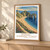 Dorset Jurassic Coast, England travel poster bordered print styled in Light oak-console; frame and props not included