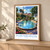 Portmeirion, Wales travel poster bordered print styled in Light oak-console; frame and props not included