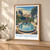 Portmeirion, Wales travel poster bordered print styled in Light oak-console; frame and props not included