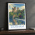 Durham, England travel poster bordered print styled in Black frame / charcoal wall; frame and props not included