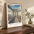 New York City, United States travel poster bordered print styled in Original angled oak-console; frame and props not included