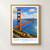 San Francisco, United States travel poster bordered print styled in Front oak frame - corrected opening; frame and props not included