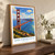 San Francisco, United States travel poster bordered print styled in Original angled oak-console; frame and props not included