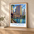 Chicago, United States travel poster bordered print styled in Light oak-console; frame and props not included