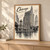Chicago, United States travel poster full-bleed print styled in Light oak-console; frame and props not included