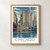 Chicago, United States travel poster bordered print styled in Front oak frame - corrected opening; frame and props not included