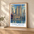 Chicago, United States travel poster bordered print styled in Light oak-console; frame and props not included