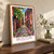 Boston, United States travel poster bordered print styled in Original angled oak-console; frame and props not included