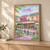 Seattle, United States travel poster full-bleed print styled in Light oak-console; frame and props not included