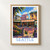 Seattle, United States travel poster bordered print styled in Front oak frame - corrected opening; frame and props not included