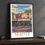 Seattle, United States travel poster bordered print styled in Black frame / charcoal wall; frame and props not included