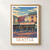 Seattle, United States travel poster bordered print styled in Front oak frame - corrected opening; frame and props not included
