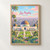 Los Angeles, United States travel poster full-bleed print styled in Front oak frame - corrected opening; frame and props not included