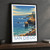 San Diego, United States travel poster bordered print styled in Black frame / charcoal wall; frame and props not included